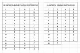 11.Sınıf Tarama Cevap Anahtarı (29.04.2026)
